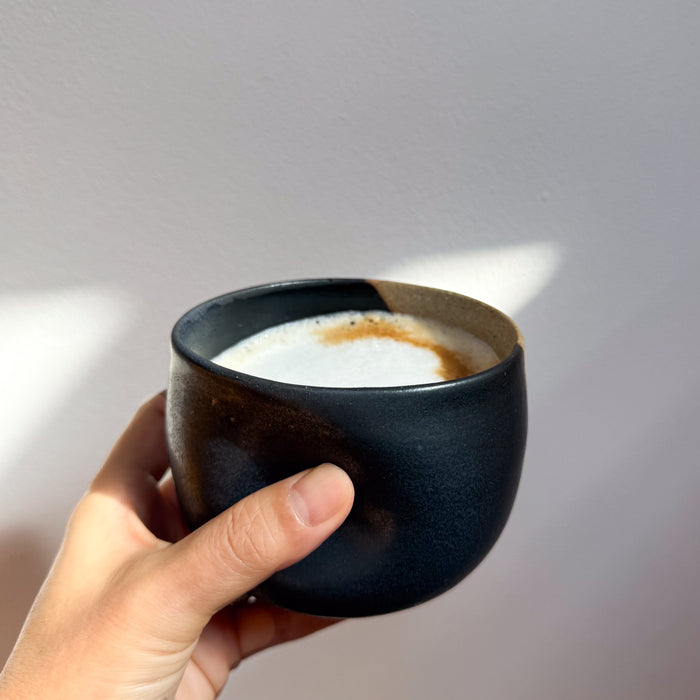 Minimalist Black Tea Cup with Thumb Rest