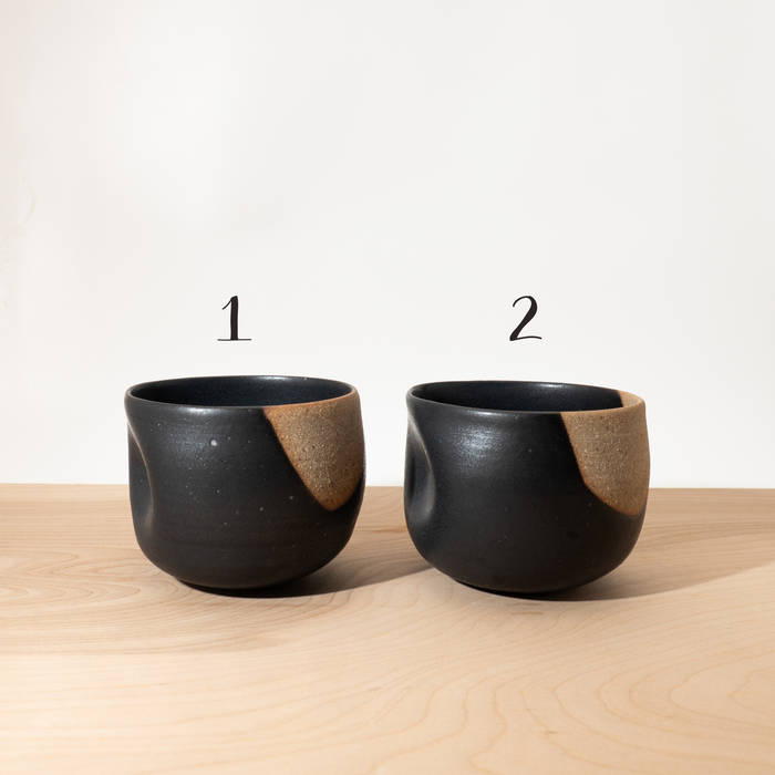 Minimalist Black Tea Cup with Thumb Rest